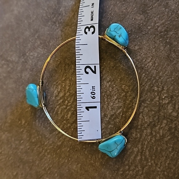 Cowboy Core Western Faux Turquoise Wire Wrapped Bracelet - Picture 6 of 6